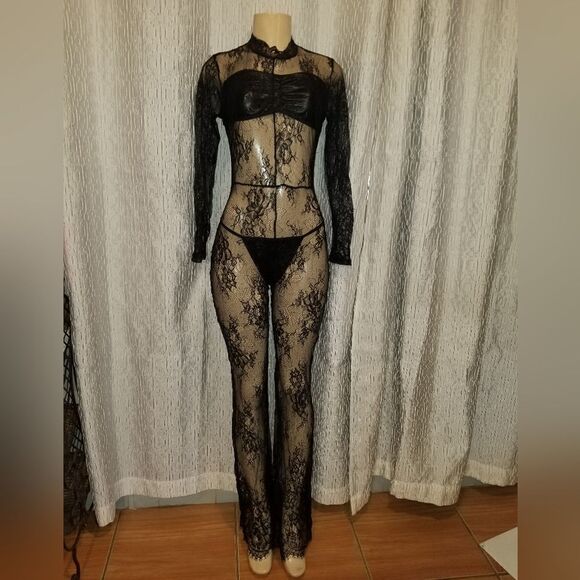 Long Sleeve Mesh Sheer See Through Jumpsuit medium - Picture 13 of 13